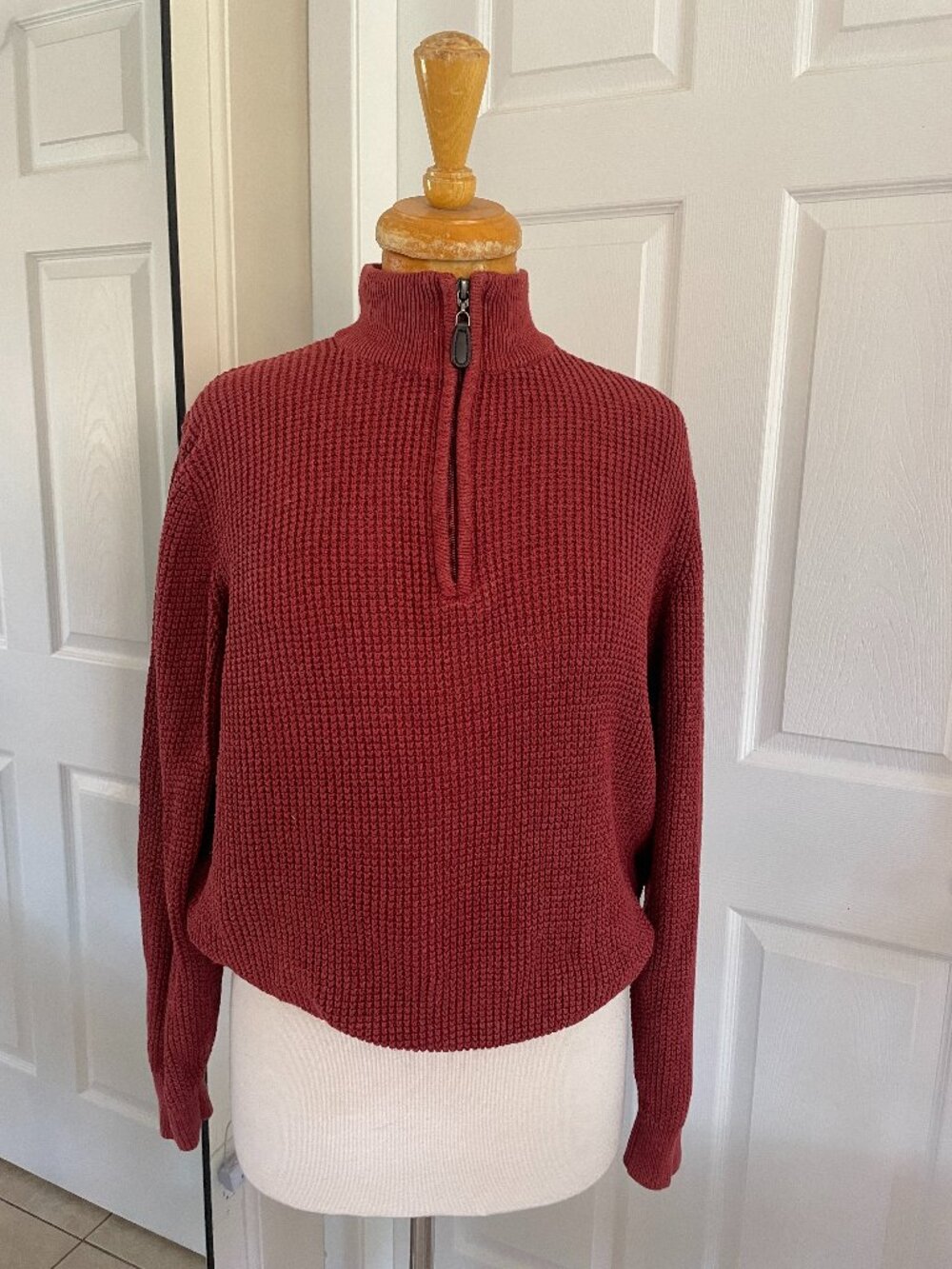 L.L.Bean Waffle Knit Quarter Zip Sweater Small